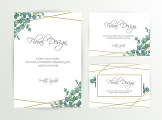 Banner on flower background. Wedding Invitation, modern card Design. Save the Date Card Templates Set with Greenery, Decorative Floral and Herbs Element. Vintage Botanical. eps 10
