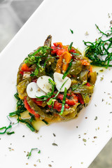 portuguese roast organic bell peppers and garlic mediterranean salad