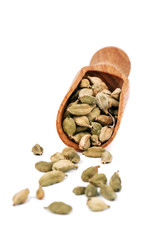 scented cardamom seed on white