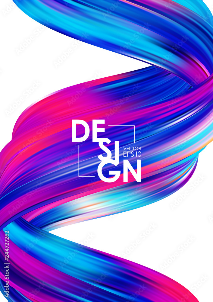Poster modern colorful flow poster background. abstract wave twisted liquid shape. template for your design