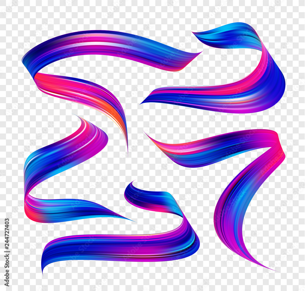 Poster vector illustration: set of abstract colorful wave flow design elements. color brush stroke twisted 
