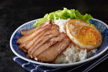 Chinese food, pork fork barbecue rice 