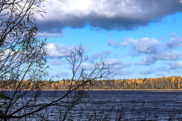  The shore of the lake Smardie. The reflection in the water