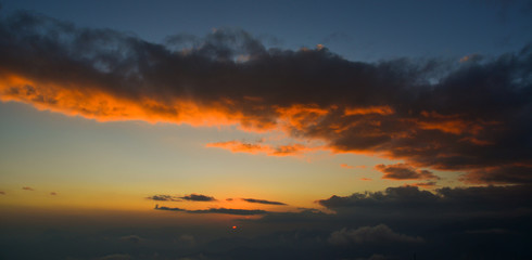 Dramatic sunset cloudy sky