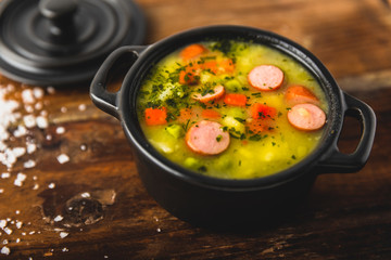 Stew with fresh vegetables and sausages
