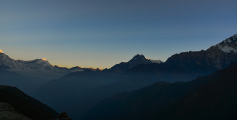 Fototapeta premium Peak of Nepal Annapurna Range at sunrise
