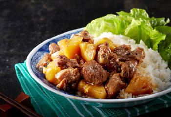 Chinese food, pineapple fried duck rice
