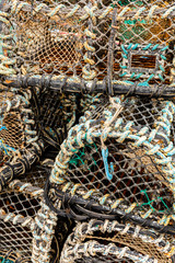 Lobster Pots stacked on Harbour Quayside -3