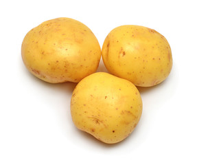 Potatoes vegetable isolated on white background. Flat lay, top view