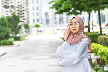 Portrait of muslim asian female with medical concept