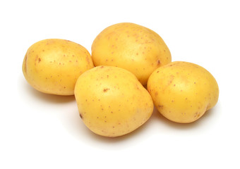Potatoes vegetable isolated on white background. Flat lay, top view