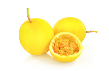 Passion fruit on white background.