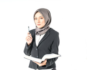 Hijab student with white background.