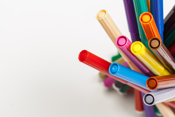 Multicolored Felt-Tip Pens isolated on a white background
