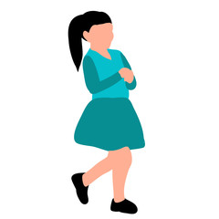 white background, faceless kids are walking, girl