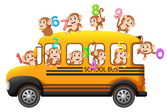 Let's count with monkey on the school bus