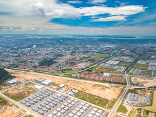 Fototapeta na wymiar Aerial view of residential development. Industry concept.