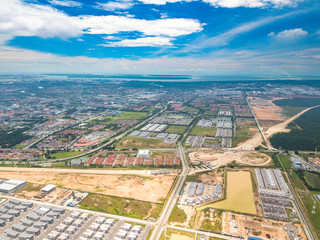 Aerial view of residential development. Industry concept.