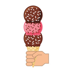 hand with scoops in cone