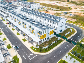 Aerial view of residential development. Industry concept.