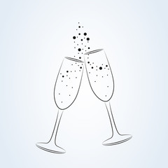 Vector image of the champagne glasses icon.  - obrazy, fototapety, plakaty