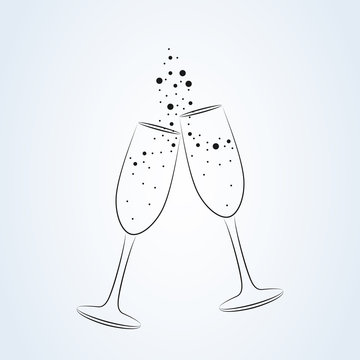 Vector Image Of The Champagne Glasses Icon. 