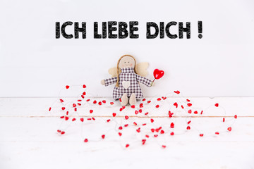 Puppe-Marionette mit Herz Ich liebe dich