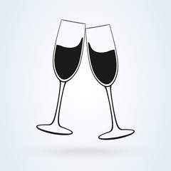 Vector image of the champagne glasses icon. 