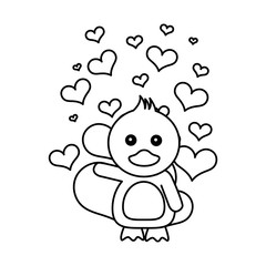Fototapeta premium cute duck hearts valentines day