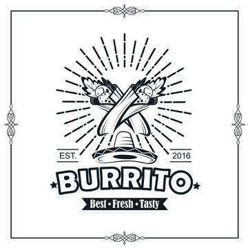 background with fast food emblem of burrito