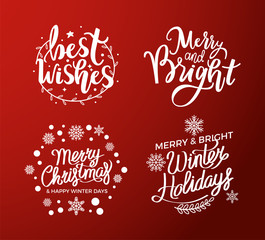 Fototapeta na wymiar Best Wishes Merry Bright Christmas Winter Holidays