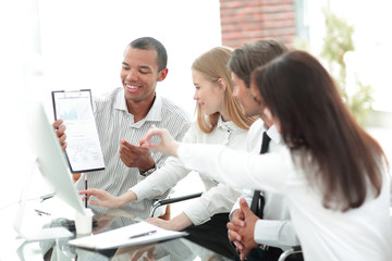 professional business team discussing new information in the office
