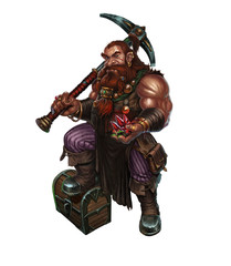 Dwarf with a pick and diamonds on white © Konstantin Gerasimov