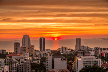 Breathtaking Sunset View of a Bangkok City, Thailand