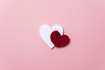 White hearts on a pastel pink background. Valentine's day, Mother's day background