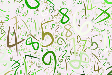 Numbers abstract, hand drawn texture, backdrop or background. Symbol, design, style & pattern.