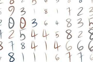 Abstract conceptual hand drawn numbers. Symbol, text, creative & background.