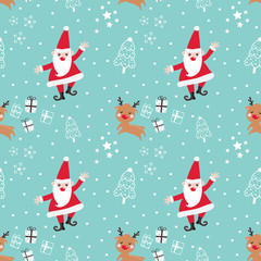 seamless patern santa claus and reindeer