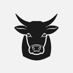 Cow head silhouette. Farm animal icon