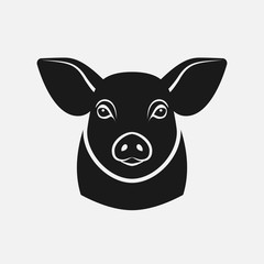Pig head silhouette. Farm animal icon
