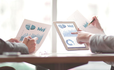 business team is discussing financial schedules. photo with copy space