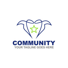 Community and adoption care logo design vector template