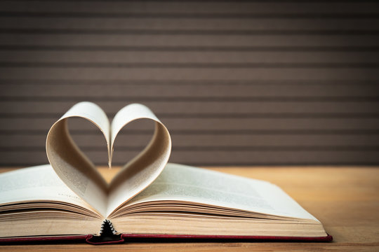 Pages of book curved  heart shape