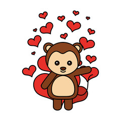 cute monkey hearts valentines day