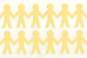 men of yellow paper, on white background