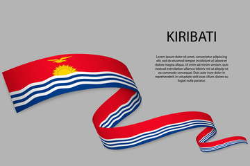 Waving ribbon or banner with flag