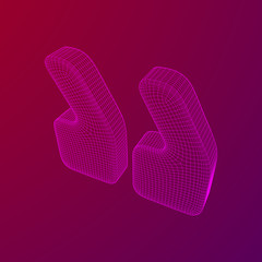 Quote comma sign abstract model line and composition digitally drawn. Wireframe low poly mesh vector illustration