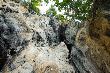 view from outside in the cave on top
