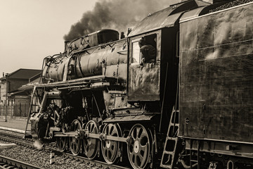 Fototapeta na wymiar Old steam locomotive.