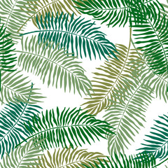 Fototapeta na wymiar Tropical leaves seamless pattern, vector